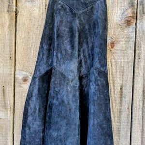 Elegant Blue Suede Skirt